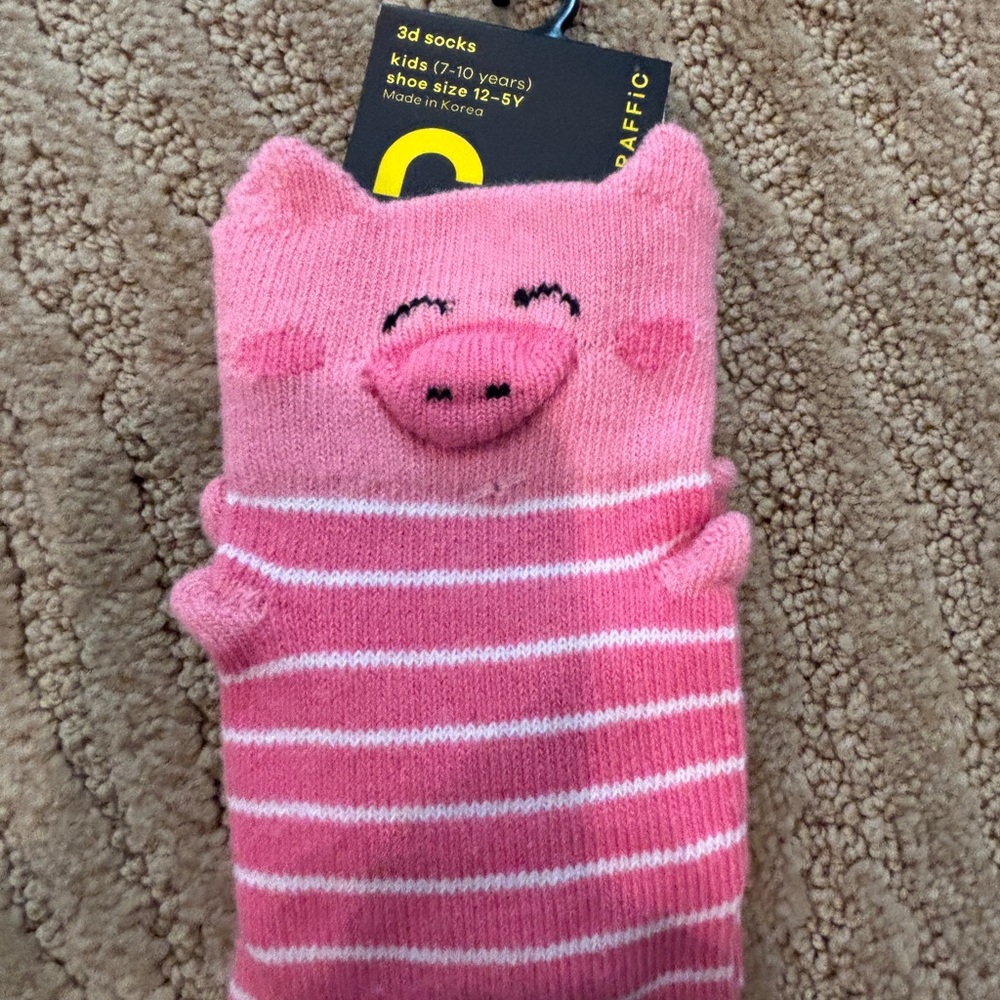 Foot Traffic Pink Kids 3D Socks